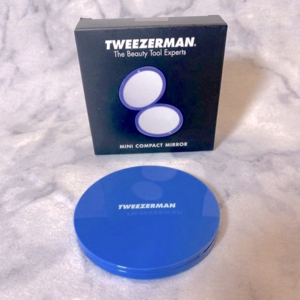 Tweezerman Blue Mini Compact Circle Mirror, Magnifying,Portable,Boxed,3 in-NEW